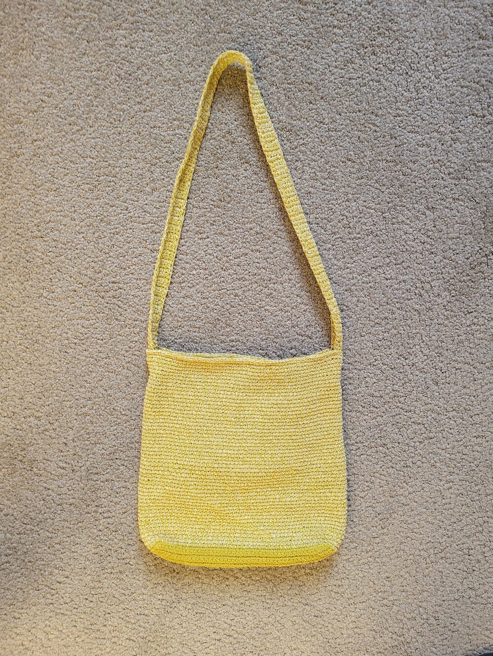 NINE & COMPANY Cotton/Olefin Vintage Chartreuse Sulfer Yellow Crochet Straw Bag